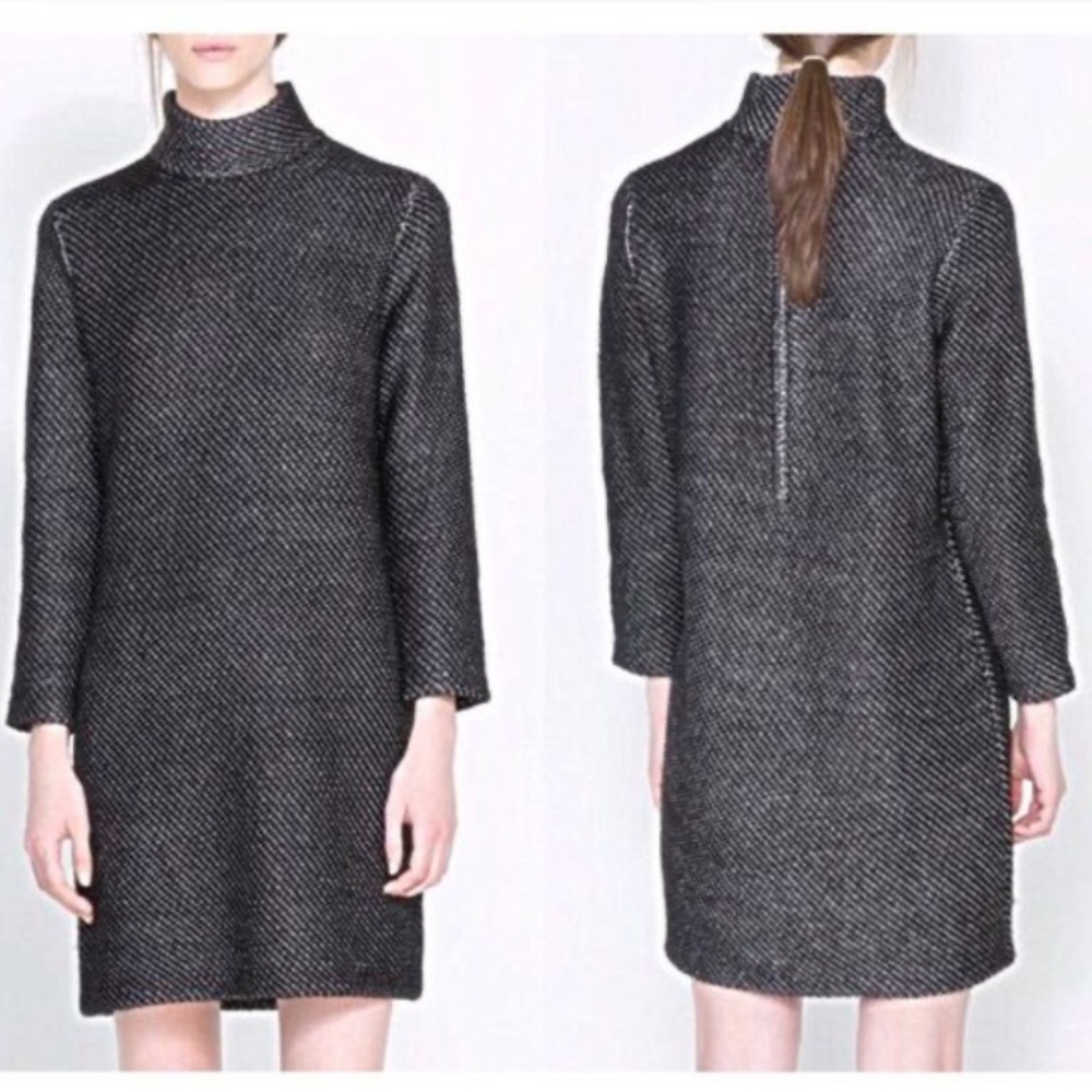 Zara knit black shine stitch mini dress size medium